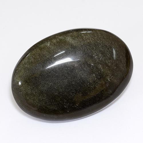 26.80カラットの天然ゴールドシーンのあるブラックオブシディアン（28.7×20.2 mm・オーバルカット）