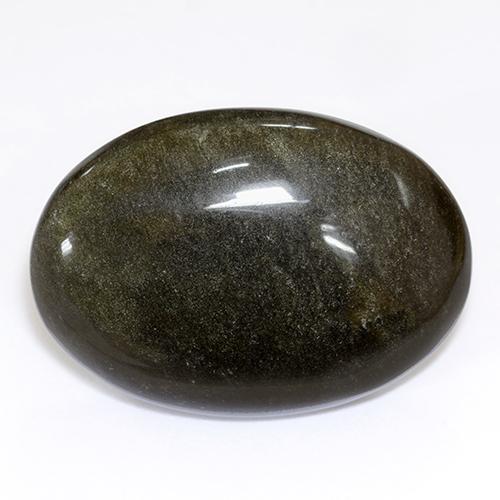 26.80カラットの天然ゴールドシーンのあるブラックオブシディアン（28.7×20.2 mm・オーバルカット）