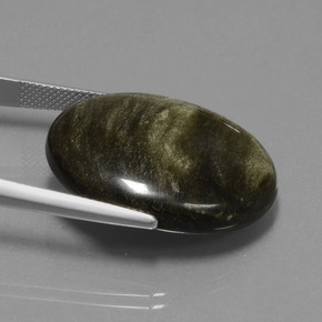 28.84カラットの天然薄い黒がかった茶色オブシディアン（27.4×22 mm・オーバルカット）
