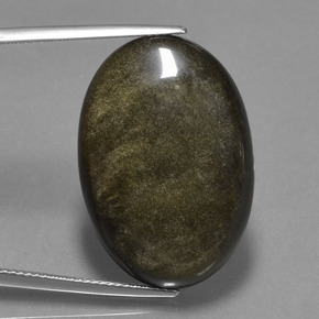 27.82カラットの天然ゴールドシーンのあるブラックオブシディアン（27.6×19.1 mm・オーバルカット）
