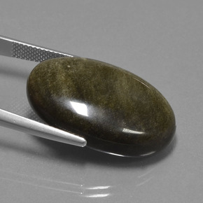 27.82カラットの天然ゴールドシーンのあるブラックオブシディアン（27.6×19.1 mm・オーバルカット）