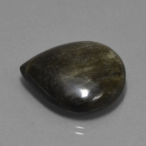 26.92カラットの天然ブラックゴールドシーンオブシディアン（24.9×24.1 mm・洋梨の形）