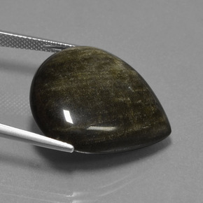 26.92カラットの天然ブラックゴールドシーンオブシディアン（24.9×24.1 mm・洋梨の形）