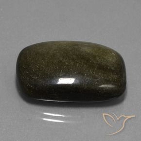 28.60カラットの天然ブロンズ付き黒黒曜石、クッション、オペーク