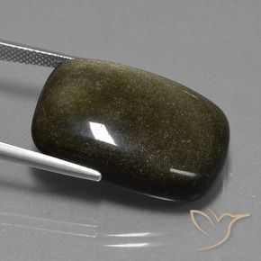 28.60カラットの天然ブロンズ付き黒黒曜石、クッション、オペーク