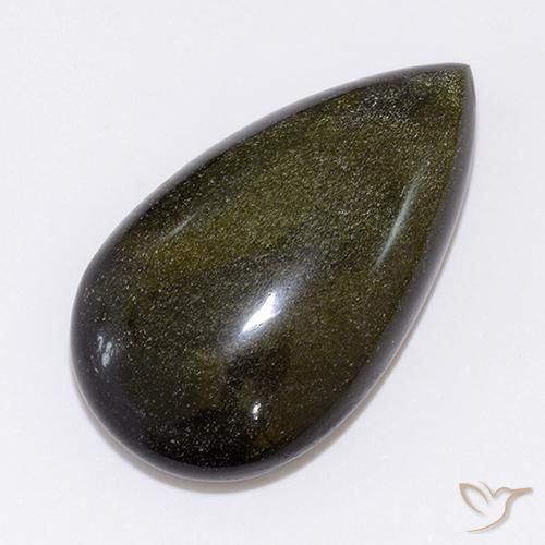 26.64ct 天然 ブロンズ付き黒 黒曜石, 洋梨の形, オペーク