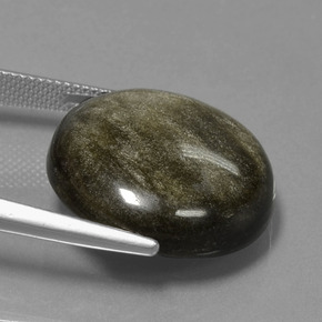 20.62カラットの天然ブラックゴールドシーン黒曜石、ラウンドカット、オペーク