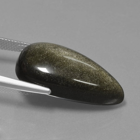 24.14カラットの天然ブラックゴールドシーン黒曜石、洋梨の形、オペーク