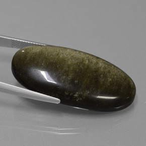 39.81カラットの天然黒褐色黒曜石、オーバルカット、オペーク