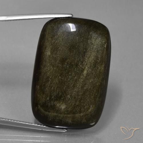 45.22ct 天然 ゴールドシーンのあるブラック 黒曜石, クッション, オペーク