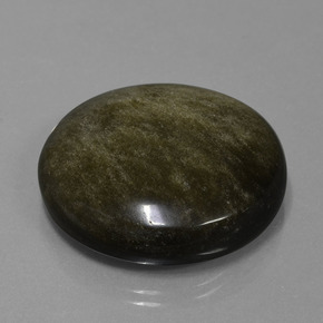 47.21カラットの天然薄い黒がかった茶色オブシディアン（28.81 mm・ラウンドカット）