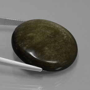 47.21カラットの天然薄い黒がかった茶色オブシディアン（28.81 mm・ラウンドカット）