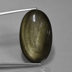 20.82カラットの天然ゴールドシーンオブシディアン（28.3×17.3 mm・オーバルカット）