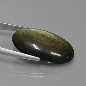 20.82カラットの天然ゴールドシーンオブシディアン（28.3×17.3 mm・オーバルカット）