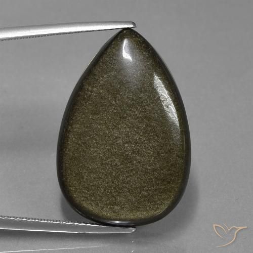 23.81ct 天然 ブロンズ付き黒 黒曜石, 洋梨の形, オペーク
