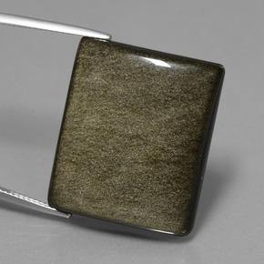 39.20カラットの天然ブラックゴールドシーン黒曜石、バゲット、オペーク