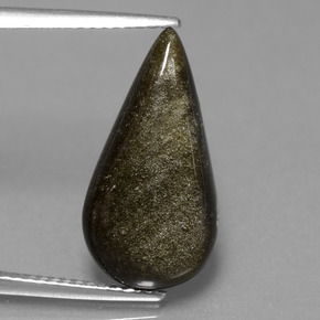 5.09カラットの天然ゴールドの輝き黒曜石、洋梨の形、オペーク