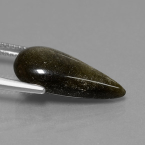 5.09カラットの天然ゴールドの輝き黒曜石、洋梨の形、オペーク