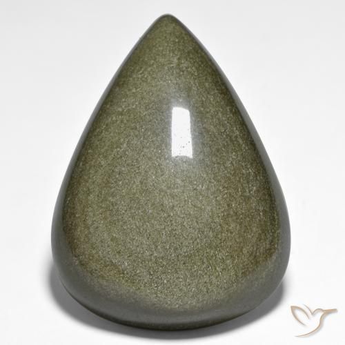 59.31ct 天然 ゴールドシーンのあるブラック 黒曜石, 洋梨の形, オペーク