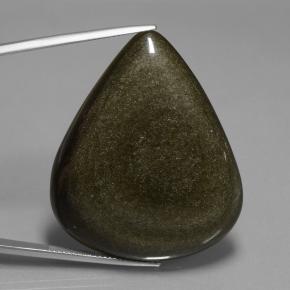 62.15カラットの天然ゴールドシーンブラックオブシディアン（40.9×33.8 mm・洋梨の形）
