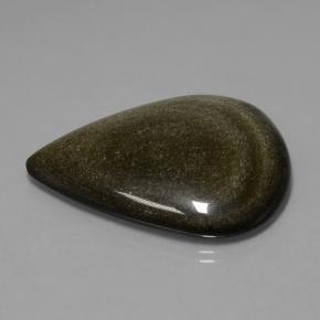 62.15カラットの天然ゴールドシーンブラックオブシディアン（40.9×33.8 mm・洋梨の形）
