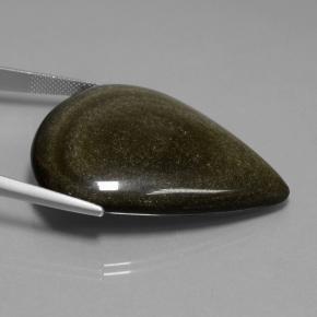 62.15カラットの天然ゴールドシーンブラックオブシディアン（40.9×33.8 mm・洋梨の形）