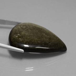 56.86カラットの天然ゴールドシーンブラック黒曜石、洋梨の形、オペーク