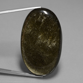 49.66カラットの天然ゴールドの輝き黒曜石、オーバルカット、オペーク