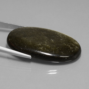 49.66カラットの天然ゴールドの輝き黒曜石、オーバルカット、オペーク