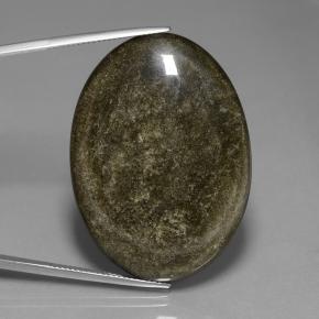 57.33カラットの天然ゴールドシーンのあるブラックオブシディアン（40.9×29.8 mm・オーバルカット）