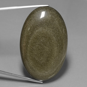 71.91カラットの天然ブラックゴールドシーン黒曜石、オーバルカット、オペーク