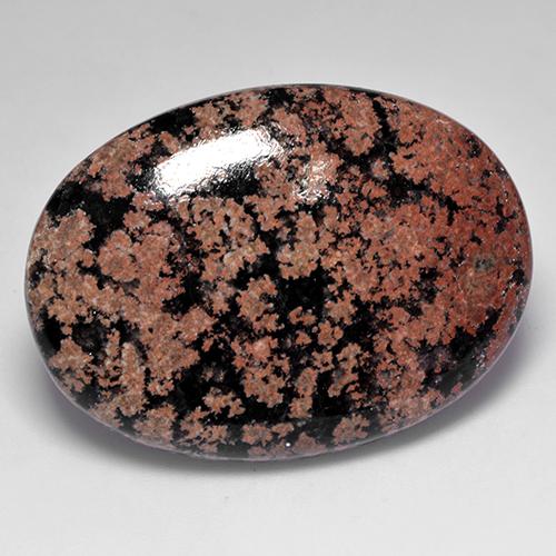 44.88カラットの天然マルチカラーオブシディアン（37.7×27.7 mm・オーバルカット）