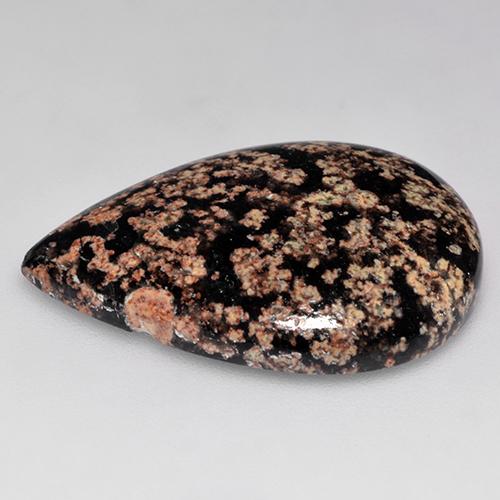 18.21カラットの天然マルチカラー黒曜石、洋梨の形、オペーク