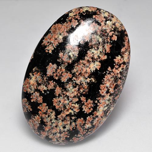 31.25カラットの天然マルチカラーオブシディアン（34×23.1 mm・オーバルカット）