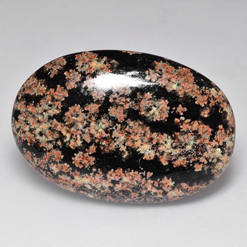 31.25カラットの天然マルチカラーオブシディアン（34×23.1 mm・オーバルカット）