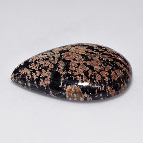 20.83カラットの天然マルチカラー黒曜石、洋梨の形、オペーク