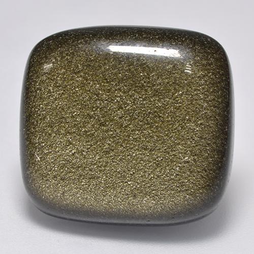 22.65カラットの天然ゴールドシーンのあるブラック黒曜石、クッションカット、オペーク