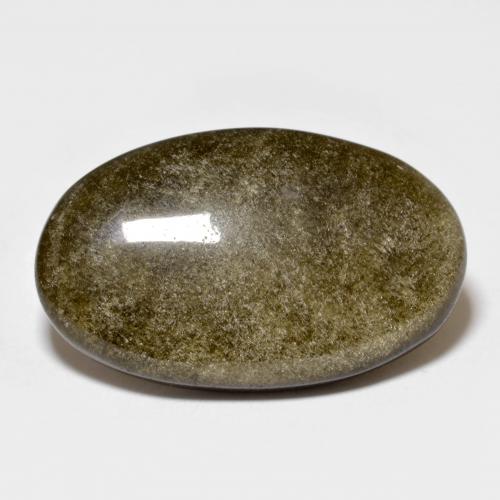 10.35カラットの天然薄い黒がかった茶色オブシディアン（22.8×14.1 mm・オーバルカット）