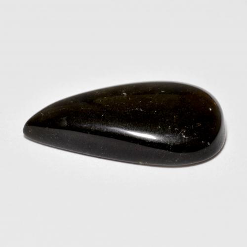 9.27カラットの天然薄い黒がかった茶色オブシディアン（22.5×13.3 mm・洋梨の形）