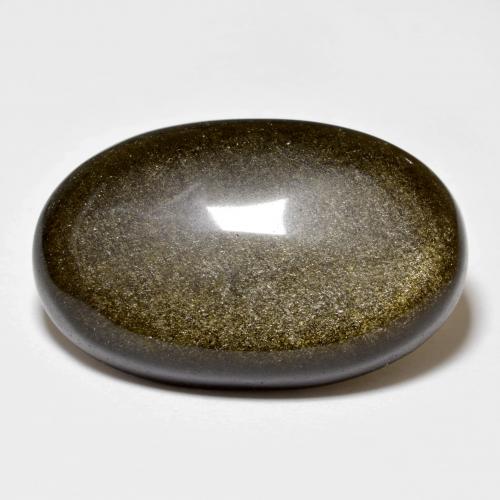 15.53カラットの天然ゴールドシーンのあるブラックオブシディアン（23.7×15 mm・オーバルカット）