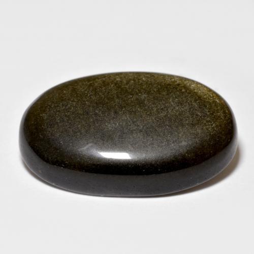 15.53カラットの天然ゴールドシーンのあるブラックオブシディアン（23.7×15 mm・オーバルカット）