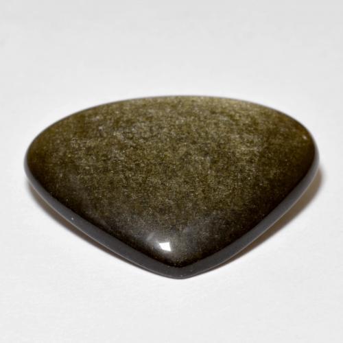 11.78カラットの天然ゴールドシーンのあるブラックオブシディアン（24.1×19.3 mm・トリリアント）