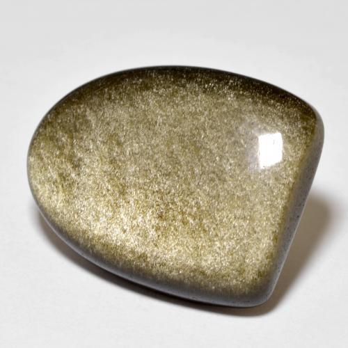 16.36カラットの天然ブロンズ付き黒黒曜石、ファンシーシェイプ、オペーク