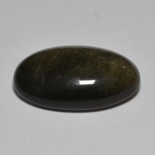 8.61カラットの天然ゴールドシーンのあるブラックオブシディアン（18.8×12.2 mm・オーバルカット）