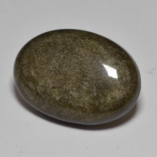 12.75カラットの天然黒がかった茶色オブシディアン（21.5×25.2 mm・オーバルカット）