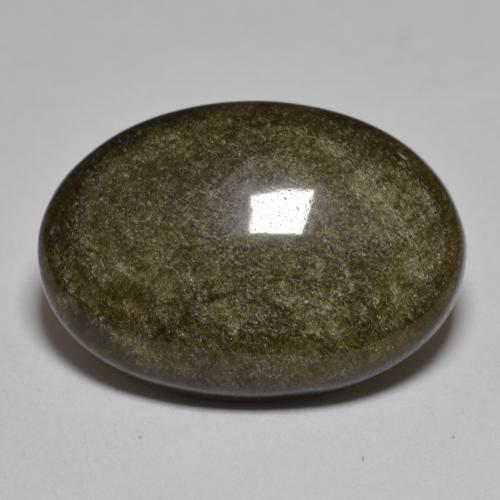 12.75カラットの天然黒がかった茶色オブシディアン（21.5×25.2 mm・オーバルカット）