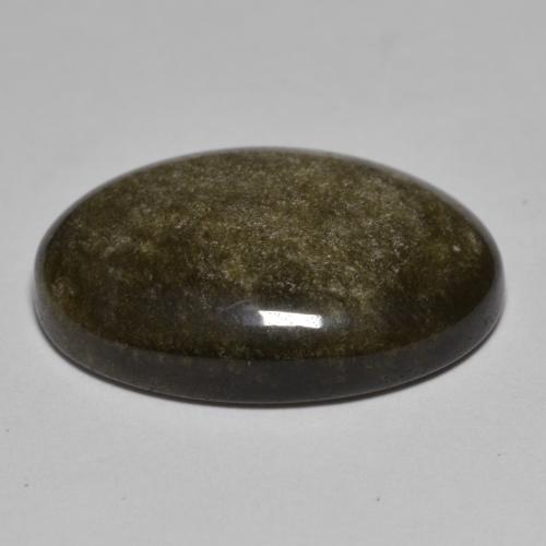 12.75カラットの天然黒がかった茶色オブシディアン（21.5×25.2 mm・オーバルカット）