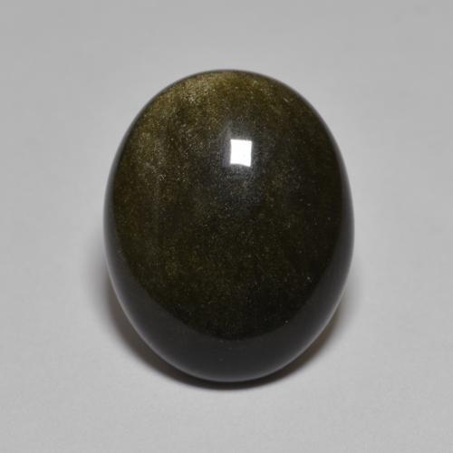 10.15カラットの天然黒オブシディアン（17.2×13.9 mm・オーバルカット）
