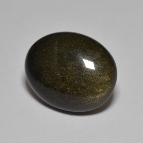 10.15カラットの天然黒オブシディアン（17.2×13.9 mm・オーバルカット）