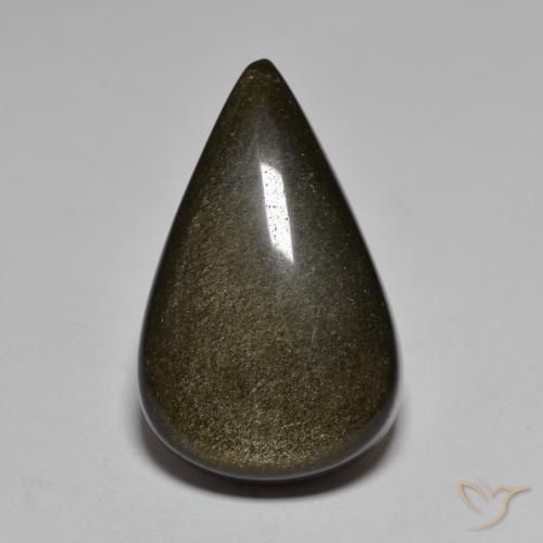 17.42ct 天然 ブロンズ付き黒 黒曜石, 洋梨の形, オペーク